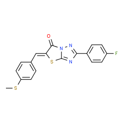 ChemSpider 2D Image | (5Z)-2-(4-Fluorophenyl)-5-[4-(methylsulfanyl)benzylidene][1,3]thiazolo[3,2-b][1,2,4]triazol-6(5H)-one | C18H12FN3OS2