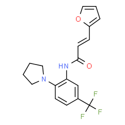 ChemSpider 2D Image | (2E)-3-(2-Furyl)-N-[2-(1-pyrrolidinyl)-5-(trifluoromethyl)phenyl]acrylamide | C18H17F3N2O2