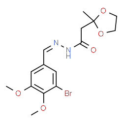 ChemSpider 2D Image | N'-[(Z)-(3-Bromo-4,5-dimethoxyphenyl)methylene]-2-(2-methyl-1,3-dioxolan-2-yl)acetohydrazide | C15H19BrN2O5