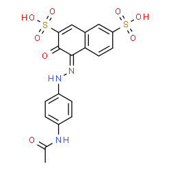 ChemSpider 2D Image | (4Z)-4-[(4-Acetamidophenyl)hydrazono]-3-oxo-3,4-dihydro-2,7-naphthalenedisulfonic acid | C18H15N3O8S2