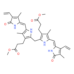 ChemSpider 2D Image | methyl 3-[2-[[3-(3-methoxy-3-oxo-propyl)-4-methyl-5-[(Z)-(4-methyl-5-oxo-3-vinyl-pyrrol-2-ylidene)methyl]-1H-pyrrol-2-yl]methyl]-4-methyl-5-[(Z)-(3-methyl-5-oxo-4-vinyl-pyrrol-2-ylidene)methyl]-1H-pyrrol-3-yl]propanoate | C35H40N4O6