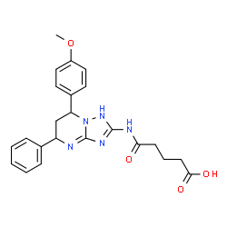 ChemSpider 2D Image | 5-{[7-(4-Methoxyphenyl)-5-phenyl-1,5,6,7-tetrahydro[1,2,4]triazolo[1,5-a]pyrimidin-2-yl]amino}-5-oxopentanoic acid | C23H25N5O4
