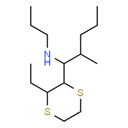 ChemSpider 2D Image | 1-(3-Ethyl-1,4-dithian-2-yl)-2-methyl-N-propyl-1-pentanamine (non-preferred name) | C15H31NS2
