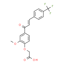 ChemSpider 2D Image | (2-Methoxy-4-{(2E)-3-[4-(trifluoromethyl)phenyl]-2-propenoyl}phenoxy)acetic acid | C19H15F3O5