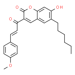 ChemSpider 2D Image | 6-Hexyl-7-hydroxy-3-[(2E)-3-(4-methoxyphenyl)-2-propenoyl]-2H-chromen-2-one | C25H26O5