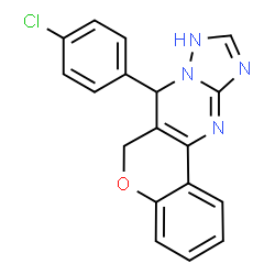 ChemSpider 2D Image | 7-(4-Chlorophenyl)-7,9-dihydro-6H-chromeno[4,3-d][1,2,4]triazolo[1,5-a]pyrimidine | C18H13ClN4O