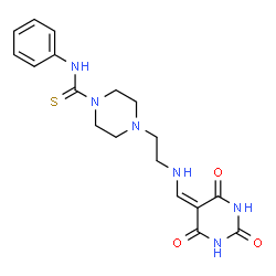 ChemSpider 2D Image | N-Phenyl-4-(2-{[(2,4,6-trioxotetrahydro-5(2H)-pyrimidinylidene)methyl]amino}ethyl)-1-piperazinecarbothioamide | C18H22N6O3S