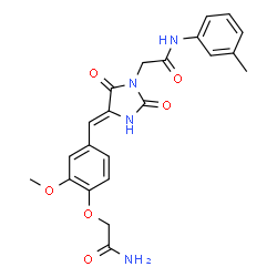 ChemSpider 2D Image | 2-{(4Z)-4-[4-(2-Amino-2-oxoethoxy)-3-methoxybenzylidene]-2,5-dioxo-1-imidazolidinyl}-N-(3-methylphenyl)acetamide | C22H22N4O6