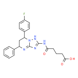 ChemSpider 2D Image | 5-{[7-(4-Fluorophenyl)-5-phenyl-1,5,6,7-tetrahydro[1,2,4]triazolo[1,5-a]pyrimidin-2-yl]amino}-5-oxopentanoic acid | C22H22FN5O3