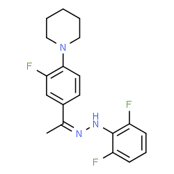 ChemSpider 2D Image | 1-{4-[(1Z)-N-(2,6-Difluorophenyl)ethanehydrazonoyl]-2-fluorophenyl}piperidine | C19H20F3N3