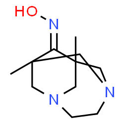 ChemSpider 2D Image | N-Hydroxy-1,8-dimethyl-3,6-diazatricyclo[4.3.1.1~3,8~]undecan-9-imine | C11H19N3O