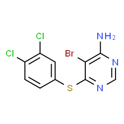 ChemSpider 2D Image | 5-Bromo-6-[(3,4-dichlorophenyl)sulfanyl]-4-pyrimidinamine | C10H6BrCl2N3S