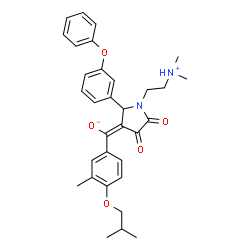 ChemSpider 2D Image | (E)-{1-[2-(Dimethylammonio)ethyl]-4,5-dioxo-2-(3-phenoxyphenyl)-3-pyrrolidinylidene}(4-isobutoxy-3-methylphenyl)methanolate | C32H36N2O5