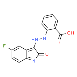 ChemSpider 2D Image | 2-[2-(5-Fluoro-2-oxo-2H-indol-3-yl)hydrazino]benzoic acid | C15H10FN3O3