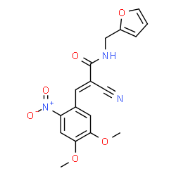ChemSpider 2D Image | (2E)-2-Cyano-3-(4,5-dimethoxy-2-nitrophenyl)-N-(2-furylmethyl)acrylamide | C17H15N3O6