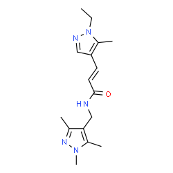 ChemSpider 2D Image | (2E)-3-(1-Ethyl-5-methyl-1H-pyrazol-4-yl)-N-[(1,3,5-trimethyl-1H-pyrazol-4-yl)methyl]acrylamide | C16H23N5O