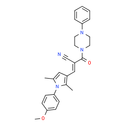 ChemSpider 2D Image | (2E)-3-[1-(4-Methoxyphenyl)-2,5-dimethyl-1H-pyrrol-3-yl]-2-[(4-phenyl-1-piperazinyl)carbonyl]acrylonitrile | C27H28N4O2