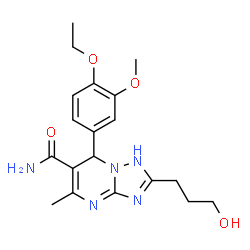 ChemSpider 2D Image | 7-(4-Ethoxy-3-methoxyphenyl)-2-(3-hydroxypropyl)-5-methyl-1,7-dihydro[1,2,4]triazolo[1,5-a]pyrimidine-6-carboxamide | C19H25N5O4