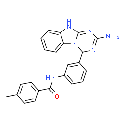 ChemSpider 2D Image | N-[3-(2-Amino-4,10-dihydro[1,3,5]triazino[1,2-a]benzimidazol-4-yl)phenyl]-4-methylbenzamide | C23H20N6O