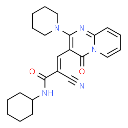 ChemSpider 2D Image | (2E)-2-Cyano-N-cyclohexyl-3-[4-oxo-2-(1-piperidinyl)-4H-pyrido[1,2-a]pyrimidin-3-yl]acrylamide | C23H27N5O2
