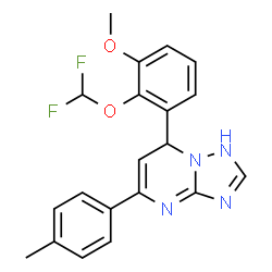 ChemSpider 2D Image | 7-[2-(Difluoromethoxy)-3-methoxyphenyl]-5-(4-methylphenyl)-1,7-dihydro[1,2,4]triazolo[1,5-a]pyrimidine | C20H18F2N4O2