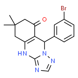 ChemSpider 2D Image | 9-(3-Bromophenyl)-6,6-dimethyl-5,6,7,9-tetrahydro[1,2,4]triazolo[5,1-b]quinazolin-8(1H)-one | C17H17BrN4O