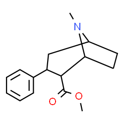 ChemSpider 2D Image | Methyl 8-methyl-3-phenyl-8-azabicyclo[3.2.1]octane-2-carboxylate | C16H21NO2