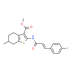 ChemSpider 2D Image | Methyl 2-{[(2E)-3-(4-fluorophenyl)-2-propenoyl]amino}-6-methyl-4,5,6,7-tetrahydro-1-benzothiophene-3-carboxylate | C20H20FNO3S