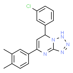 ChemSpider 2D Image | 7-(3-Chlorophenyl)-5-(3,4-dimethylphenyl)-1,7-dihydrotetrazolo[1,5-a]pyrimidine | C18H16ClN5