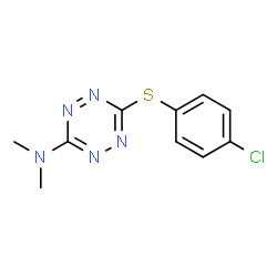 ChemSpider 2D Image | 6-[[4-Chlorophenyl]thio]-N,N-dimethyl-1,2,4,5-tetrazin-3-amine | C10H10ClN5S