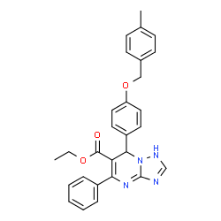 ChemSpider 2D Image | ethyl 7-(4-(4-methylbenzyloxy)phenyl)-5-phenyl-4,7-dihydro-[1,2,4]triazolo[1,5-a]pyrimidine-6-carboxylate | C28H26N4O3