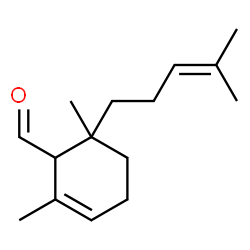 ChemSpider 2D Image | 2,6-Dimethyl-6-(4-methyl-3-pentenyl)-2-cyclohexene-1-carbaldehyde | C15H24O