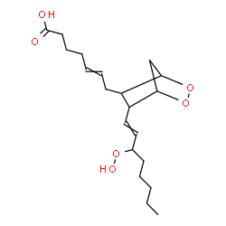 ChemSpider 2D Image | 7-[6-(3-Hydroperoxy-1-octen-1-yl)-2,3-dioxabicyclo[2.2.1]hept-5-yl]-5-heptenoic acid | C20H32O6