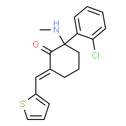 ChemSpider 2D Image | 2-(2-Chloro-phenyl)-2-methylamino-6-thiophen-2-ylmethylene-cyclohexanone | C18H18ClNOS