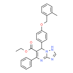 ChemSpider 2D Image | ethyl 7-(4-(2-methylbenzyloxy)phenyl)-5-phenyl-4,7-dihydro-[1,2,4]triazolo[1,5-a]pyrimidine-6-carboxylate | C28H26N4O3