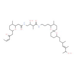 ChemSpider 2D Image | 3-Hydroxy-N-(3-{8-[(4E)-6-hydroxy-3,5-dimethyl-4-hepten-1-yl]-3-methyl-1,7-dioxaspiro[5.5]undec-2-yl}propyl)-2-methyl-4-[({3-methyl-6-[(3Z)-2-oxo-3-penten-1-yl]tetrahydro-2H-pyran-2-yl}acetyl)amino]bu
tanamide | C40H68N2O8