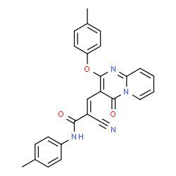 ChemSpider 2D Image | (2E)-2-Cyano-3-[2-(4-methylphenoxy)-4-oxo-4H-pyrido[1,2-a]pyrimidin-3-yl]-N-(4-methylphenyl)acrylamide | C26H20N4O3