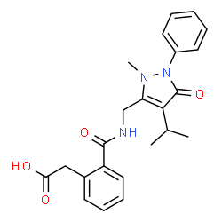 ChemSpider 2D Image | (2-{[(4-Isopropyl-2-methyl-5-oxo-1-phenyl-2,5-dihydro-1H-pyrazol-3-yl)methyl]carbamoyl}phenyl)acetic acid | C23H25N3O4