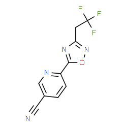 ChemSpider 2D Image | 6-[3-(2,2,2-Trifluoroethyl)-1,2,4-oxadiazol-5-yl]nicotinonitrile | C10H5F3N4O