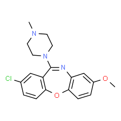 ChemSpider 2D Image | 2-Chloro-8-methoxy-11-(4-methyl-1-piperazinyl)dibenzo[b,f][1,4]oxazepine | C19H20ClN3O2