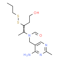 ChemSpider 2D Image | N-[(4-Amino-2-methyl-5-pyrimidinyl)methyl]-N-[5-hydroxy-3-(propyldisulfanyl)-2-penten-2-yl]formamide | C15H24N4O2S2