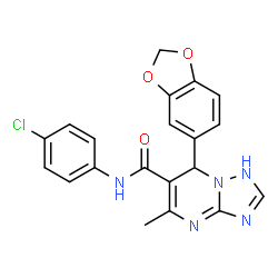 ChemSpider 2D Image | 7-(1,3-Benzodioxol-5-yl)-N-(4-chlorophenyl)-5-methyl-1,7-dihydro[1,2,4]triazolo[1,5-a]pyrimidine-6-carboxamide | C20H16ClN5O3