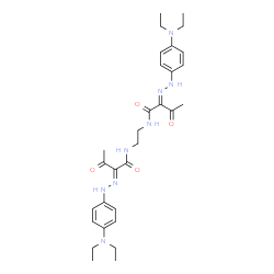 ChemSpider 2D Image | (2E,2'E)-N,N'-1,2-Ethanediylbis(2-{[4-(diethylamino)phenyl]hydrazono}-3-oxobutanamide) | C30H42N8O4