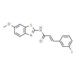 ChemSpider 2D Image | (2E)-3-(3-Iodophenyl)-N-(6-methoxy-1,3-benzothiazol-2-yl)acrylamide | C17H13IN2O2S