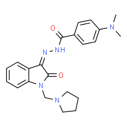 ChemSpider 2D Image | 4-(Dimethylamino)-N'-[(3Z)-2-oxo-1-(1-pyrrolidinylmethyl)-1,2-dihydro-3H-indol-3-ylidene]benzohydrazide | C22H25N5O2
