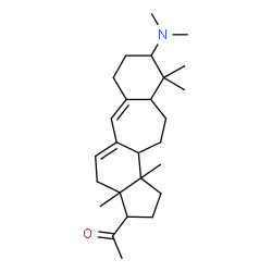 ChemSpider 2D Image | 1-[9-(Dimethylamino)-3a,10,10,12b-tetramethyl-1,2,3,3a,4,7,8,9,10,10a,11,12,12a,12b-tetradecahydrobenzo[4,5]cyclohepta[1,2-e]inden-3-yl]ethanone | C26H41NO
