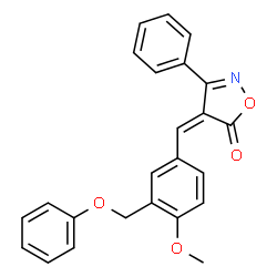ChemSpider 2D Image | (4Z)-4-[4-Methoxy-3-(phenoxymethyl)benzylidene]-3-phenyl-1,2-oxazol-5(4H)-one | C24H19NO4