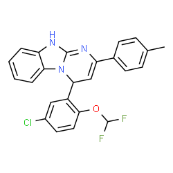 ChemSpider 2D Image | 4-[5-Chloro-2-(difluoromethoxy)phenyl]-2-(4-methylphenyl)-4,10-dihydropyrimido[1,2-a]benzimidazole | C24H18ClF2N3O