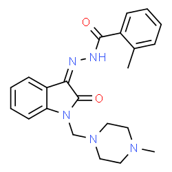 ChemSpider 2D Image | 2-Methyl-N'-{(3Z)-1-[(4-methyl-1-piperazinyl)methyl]-2-oxo-1,2-dihydro-3H-indol-3-ylidene}benzohydrazide | C22H25N5O2