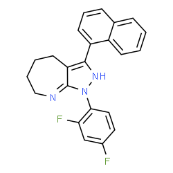 ChemSpider 2D Image | 1-(2,4-Difluorophenyl)-3-(1-naphthyl)-1,2,4,5,6,7-hexahydropyrazolo[3,4-b]azepine | C23H19F2N3